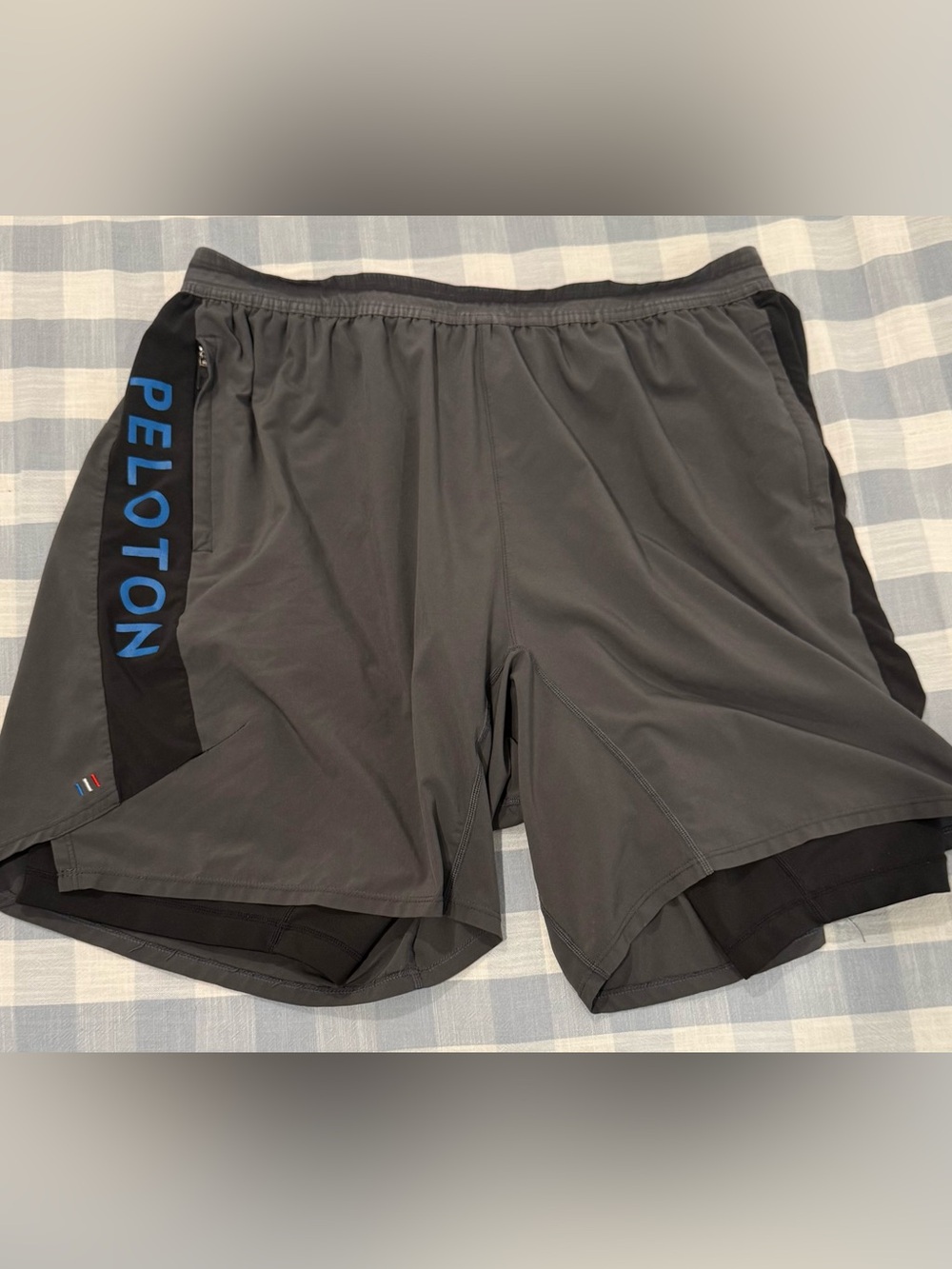 Peloton x 4 Laps Collab Charcoal/Black Men's Lined Shorts with Blue Logo Size XL